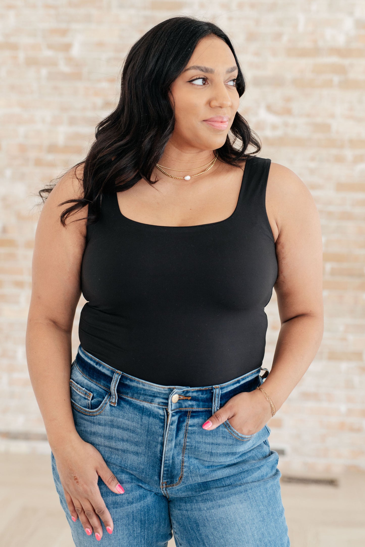 Always Right Square Neck Tank in Black - Rae Mode