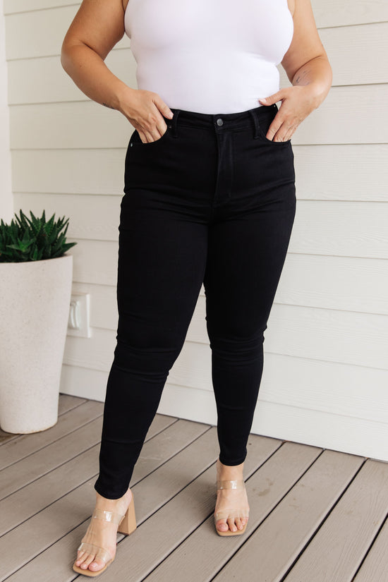 TUMMY CONTROL: Black Audrey High Rise Classic Skinny Jeans - Judy Blue