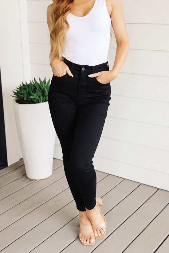 TUMMY CONTROL: Black Audrey High Rise Classic Skinny Jeans - Judy Blue