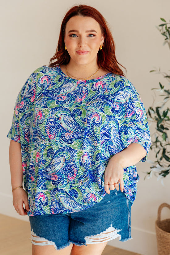 Essential Blouse in Painted Blue Mix - Dear Scarlett