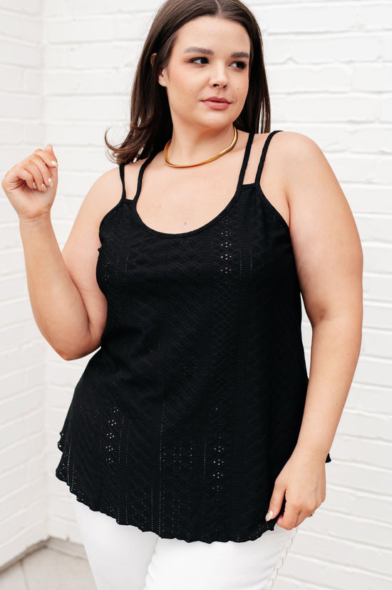 Eye on the Prize Eyelet Tank in Black - Ave Shops