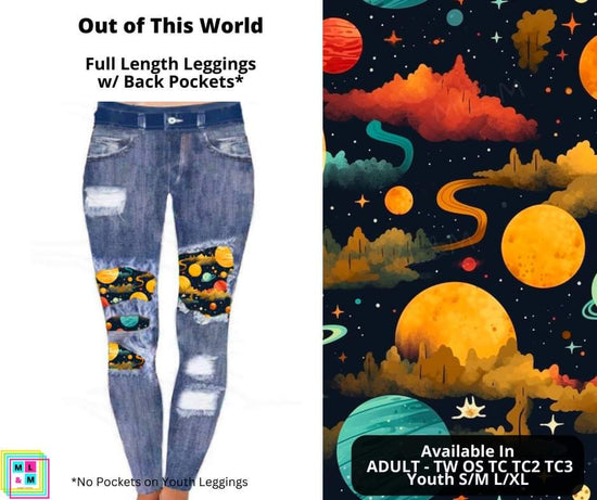 Out of This World Faux Denim Peekaboo Leggings w/Back Pockets