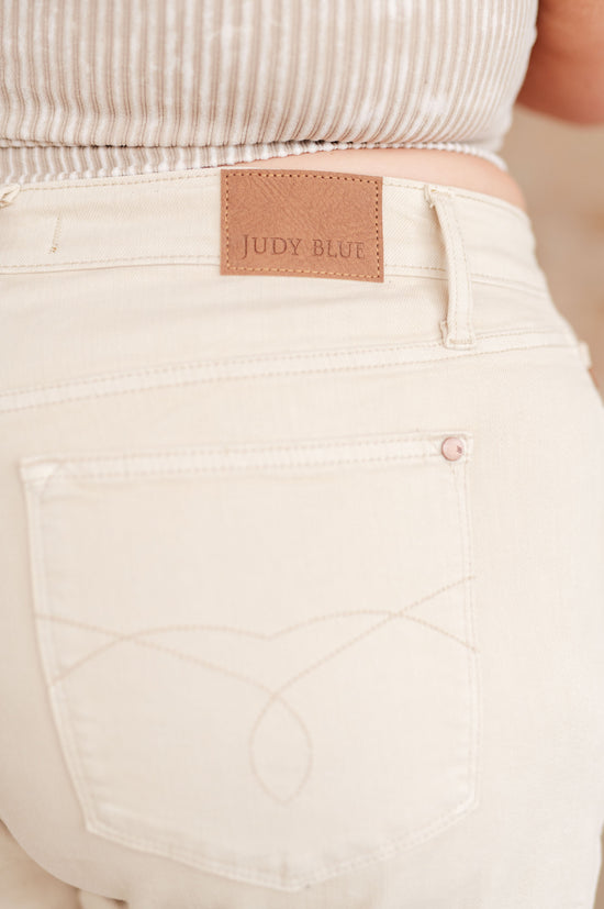 Greta High Rise Garment Dyed Shorts in Bone - Judy Blue