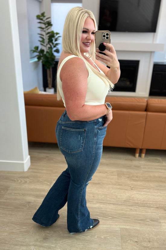 TUMMY CONTROL - Cassandra High Rise Distressed Flare Jeans - Judy Blue