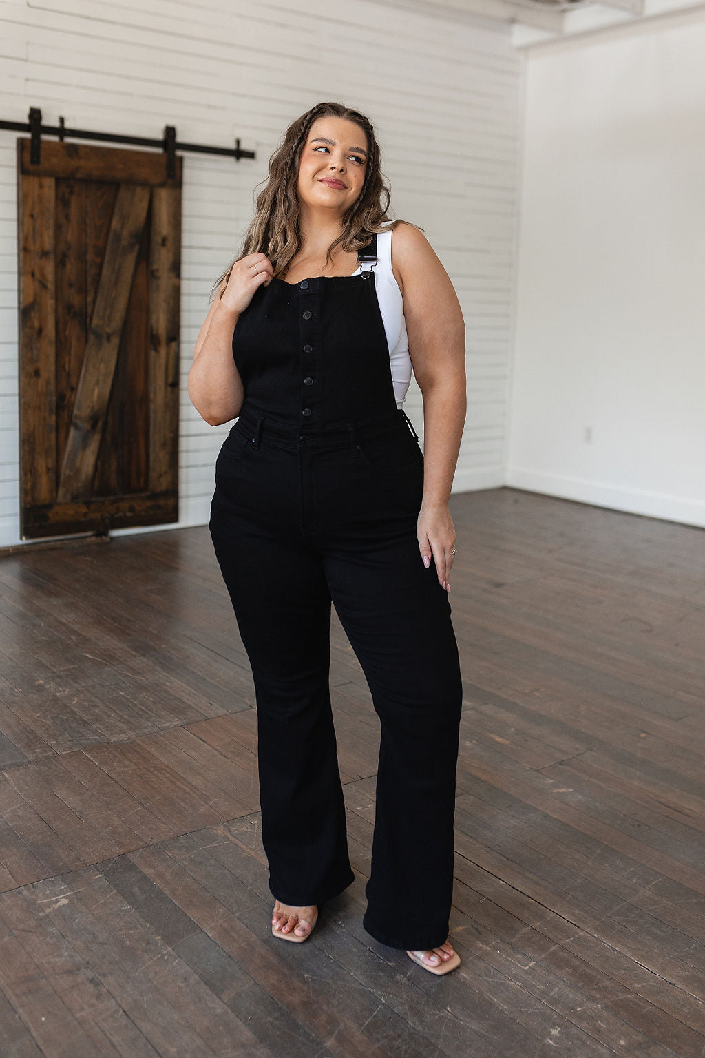 TUMMY CONTROL - Imogene Retro Flare Overalls in Black - Judy Blue