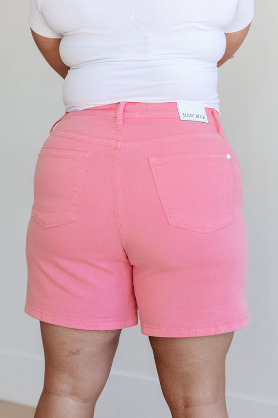 TUMMY CONTROL - Jenna High Rise Cuffed Shorts in Pink - Judy Blue