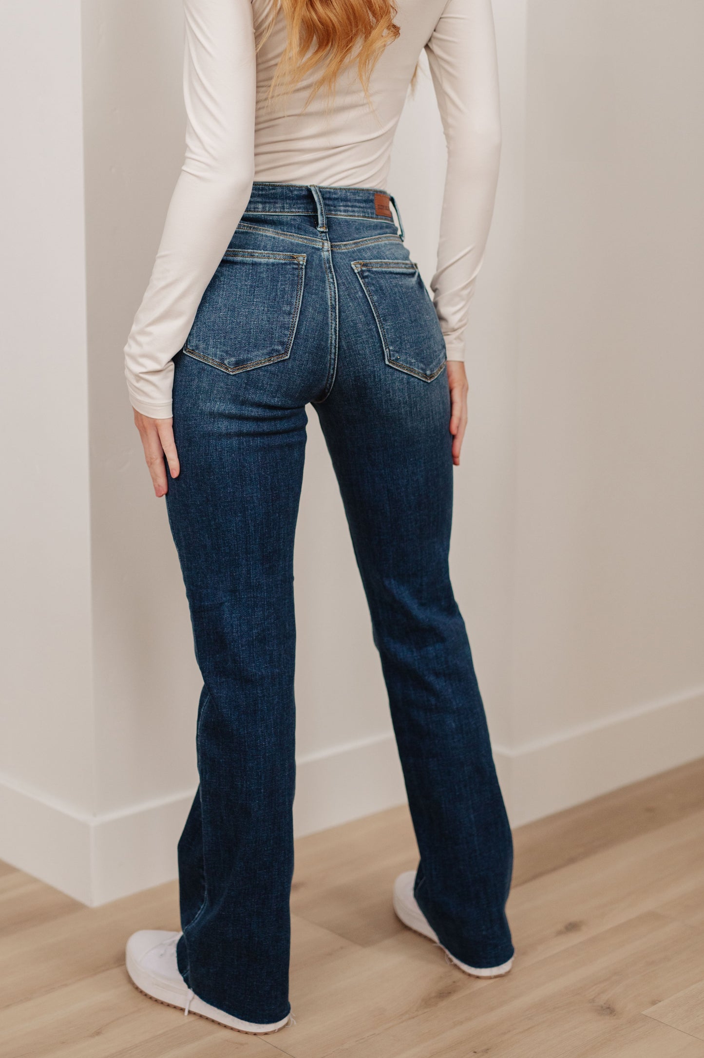 Josephine Mid Rise Raw Hem Bootcut Jeans - Judy Blue