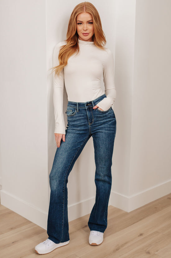 Josephine Mid Rise Raw Hem Bootcut Jeans - Judy Blue