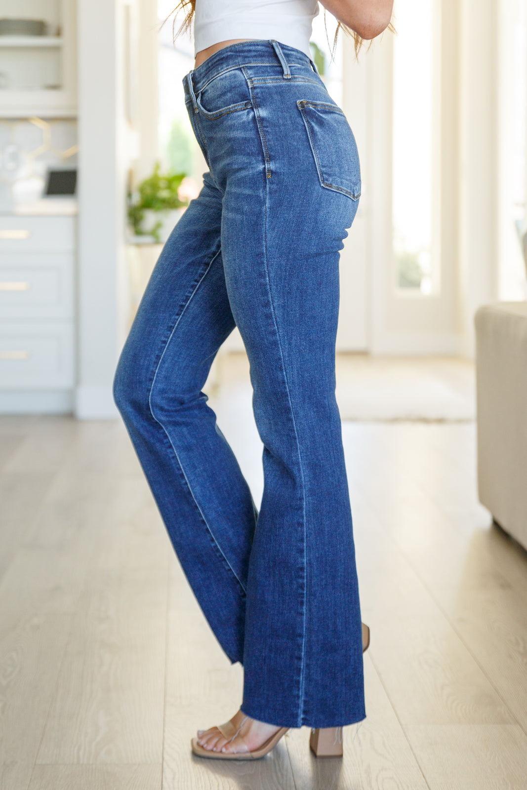 Josephine Mid Rise Raw Hem Bootcut Jeans - Judy Blue