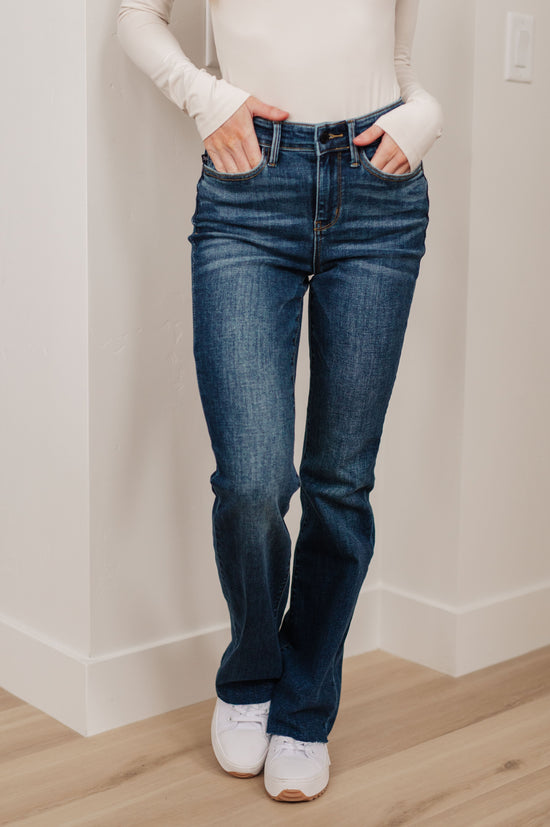 Josephine Mid Rise Raw Hem Bootcut Jeans - Judy Blue