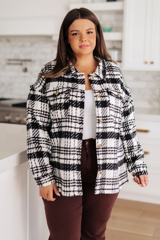 Kate Plaid Jacket in Black & White - JODIFL