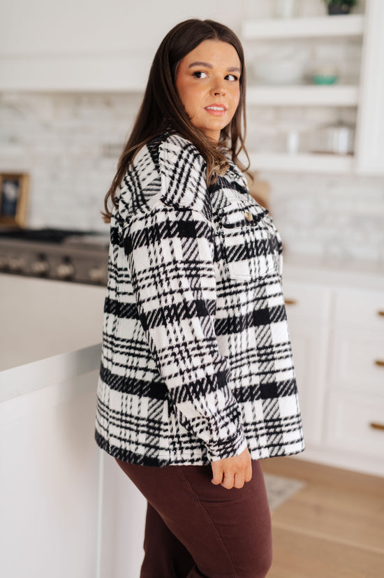 Kate Plaid Jacket in Black & White - JODIFL