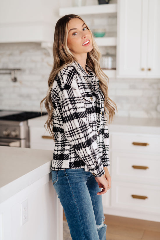 Kate Plaid Jacket in Black & White - JODIFL