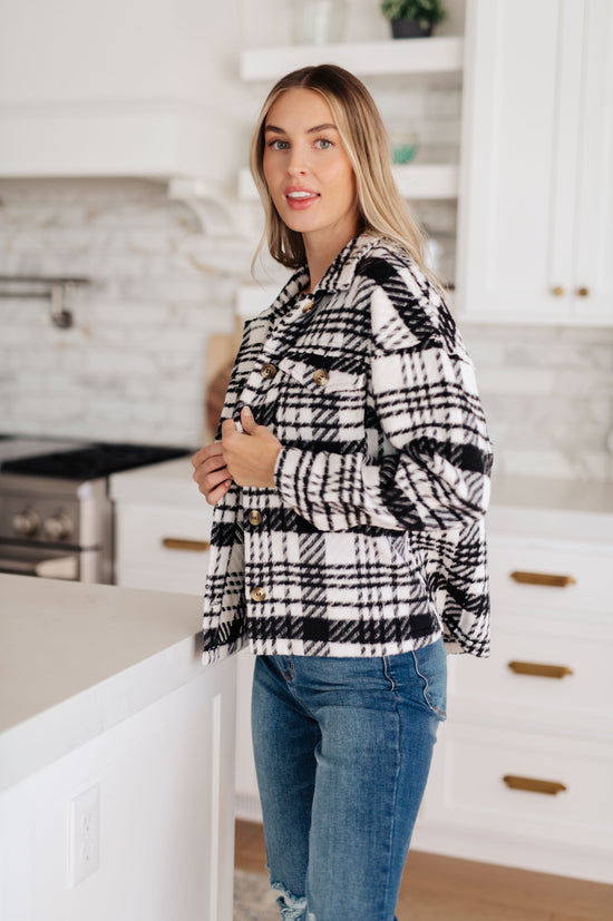 Kate Plaid Jacket in Black & White - JODIFL