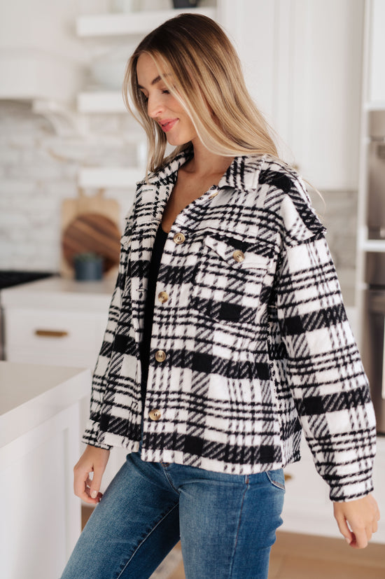 Kate Plaid Jacket in Black & White - JODIFL