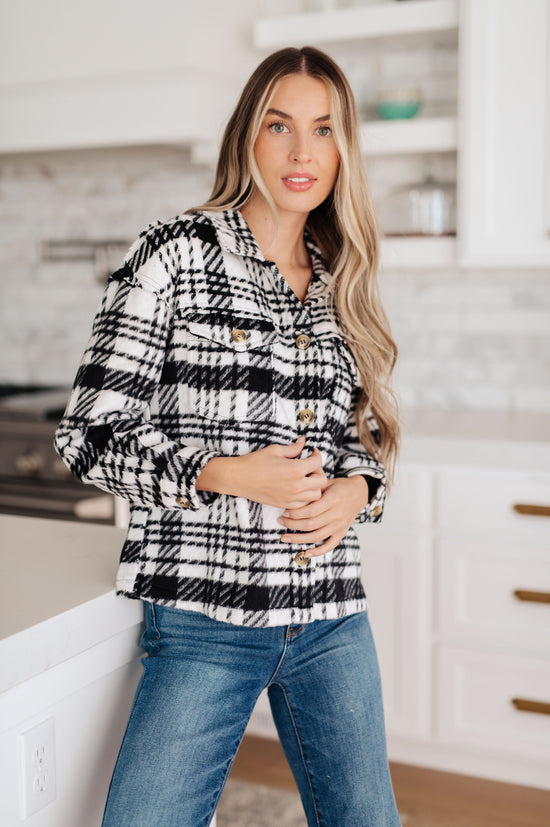 Kate Plaid Jacket in Black & White - JODIFL