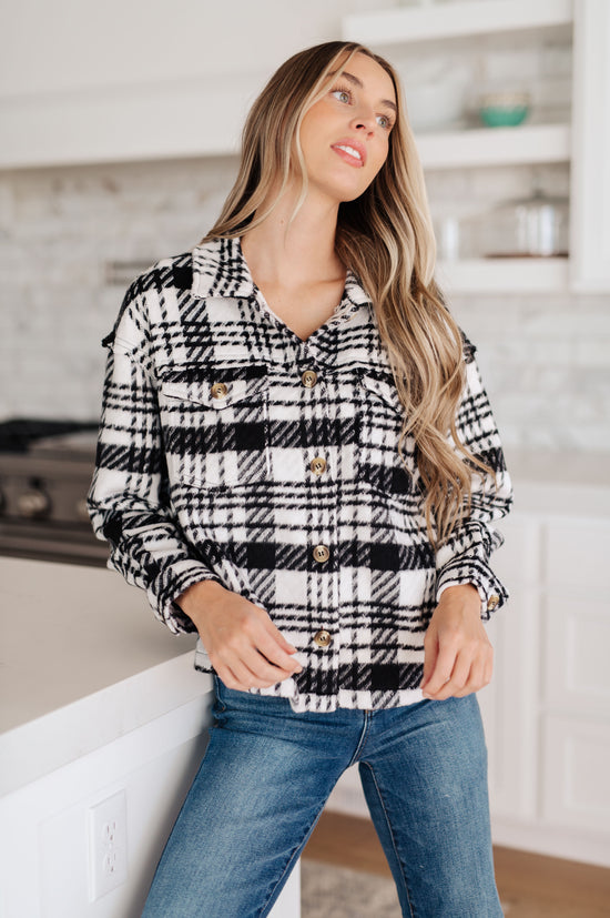 Kate Plaid Jacket in Black & White - JODIFL