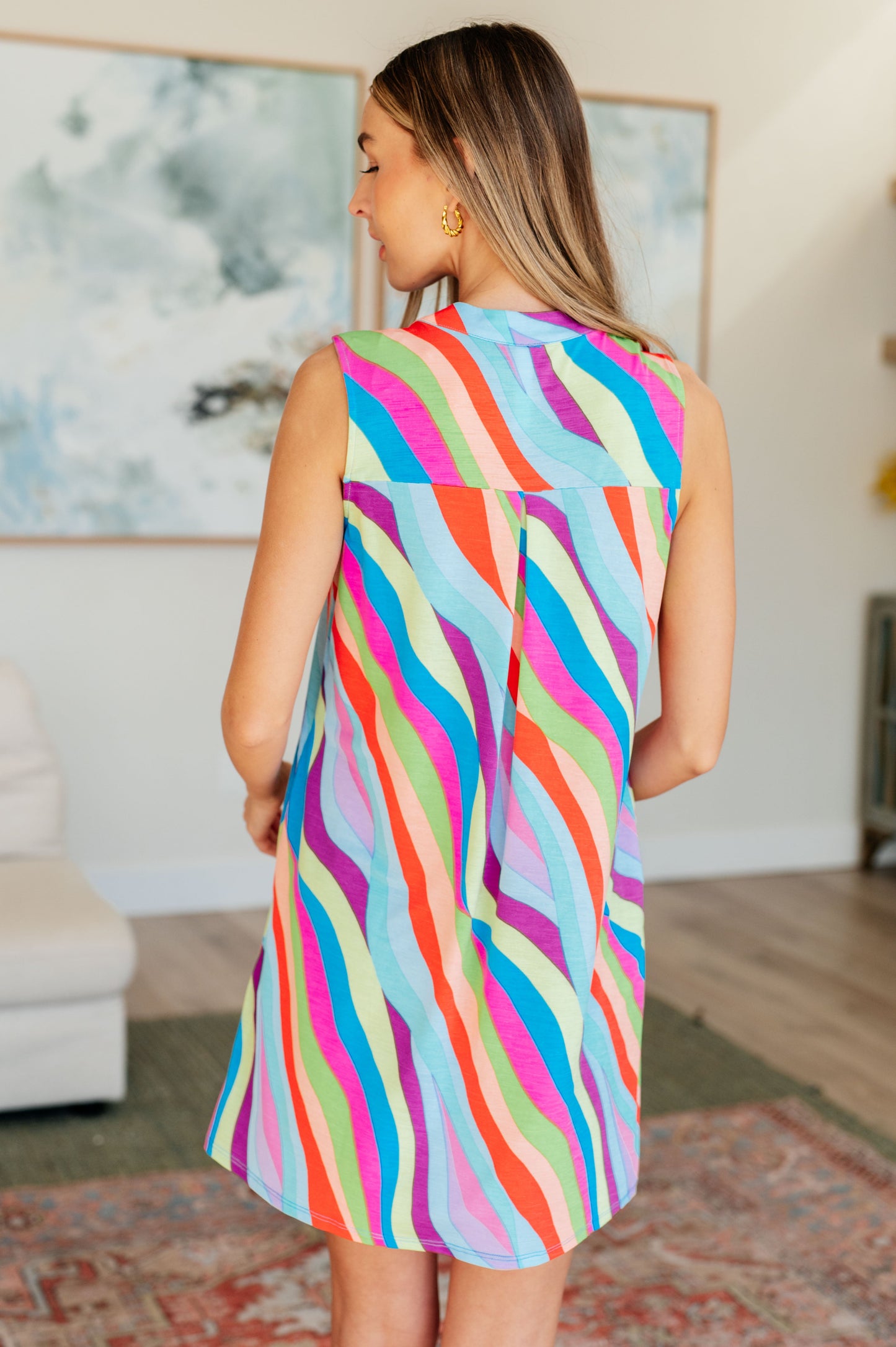 Lizzy Tank Dress in Multi Mod Stripe - Dear Scarlett