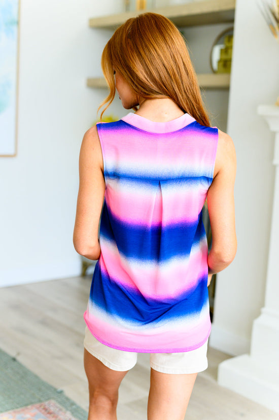 Lizzy Tank Top in Blue and Pink Haze - Dear Scarlett