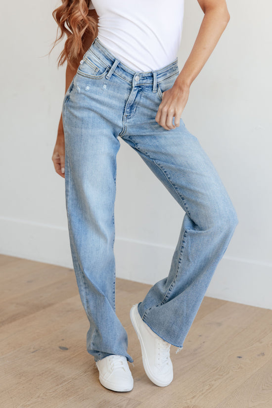 Mildred High Rise V Front Waistband Straight Jeans - Judy Blue