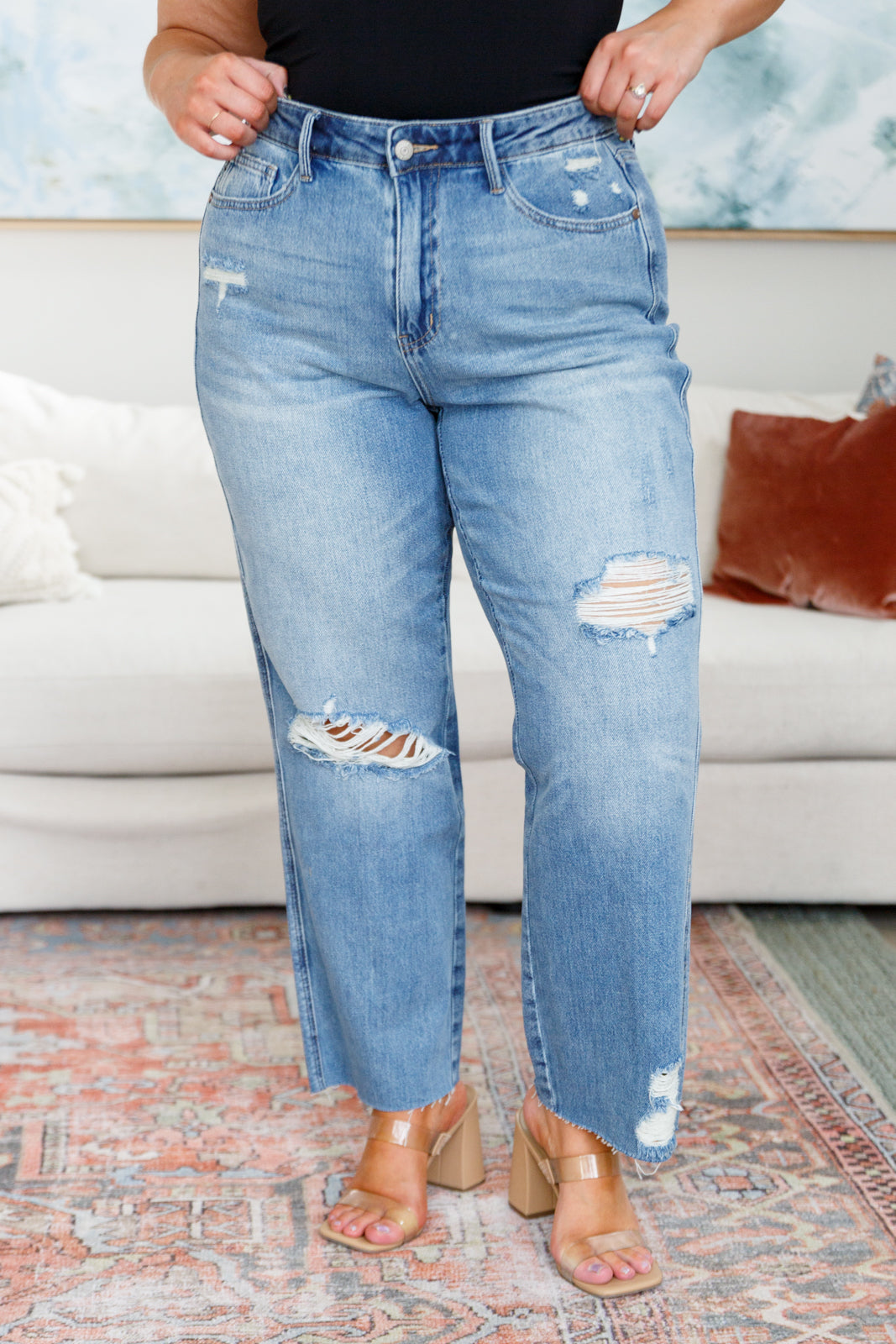 RIGID MAGIC: Nora High Rise Destroy Slim Straight Jeans - Judy Blue