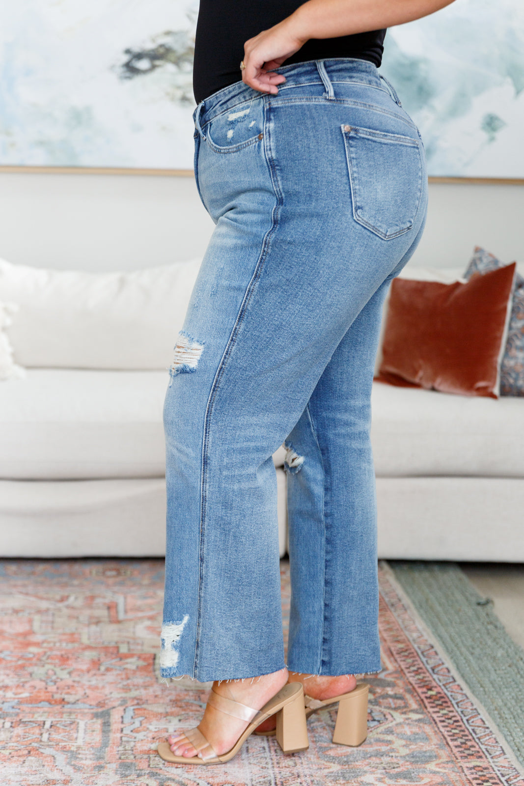 RIGID MAGIC: Nora High Rise Destroy Slim Straight Jeans - Judy Blue