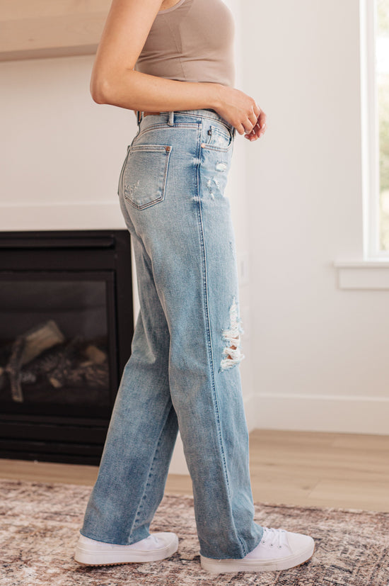 Ramona High Rise Rigid Magic Destroyed Straight Jeans - Judy Blue