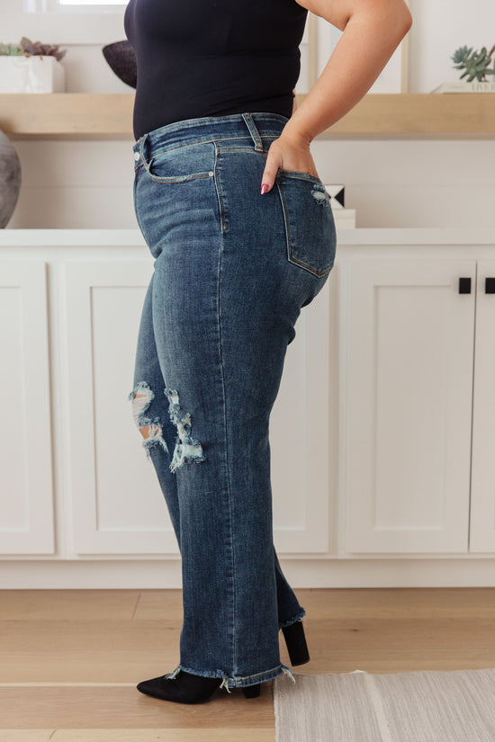 Rose High Rise 90's Straight Jeans in Dark Wash - Judy Blue