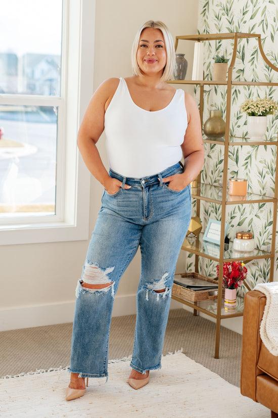 Rose High Rise 90's Straight Jeans in Light Wash - Judy Blue