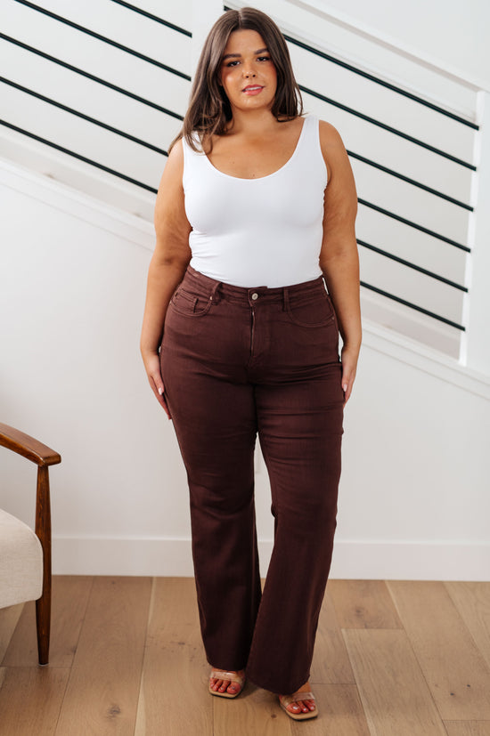 TUMMY CONTROL - Sienna High Rise Flare Jeans in Espresso - Judy Blue