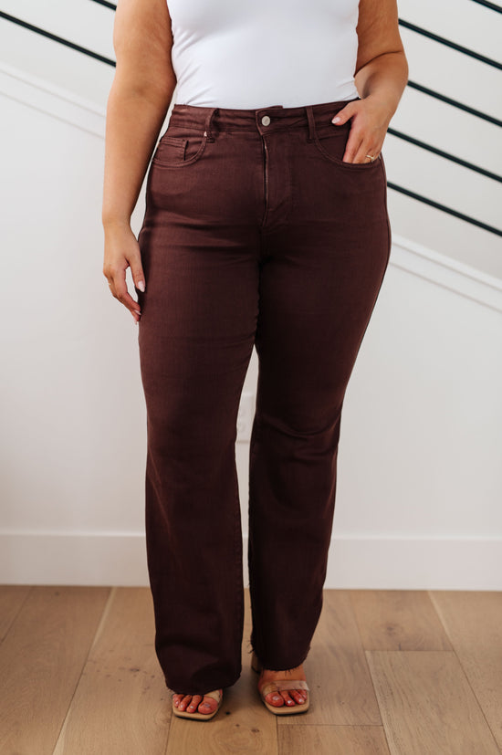 TUMMY CONTROL - Sienna High Rise Flare Jeans in Espresso - Judy Blue