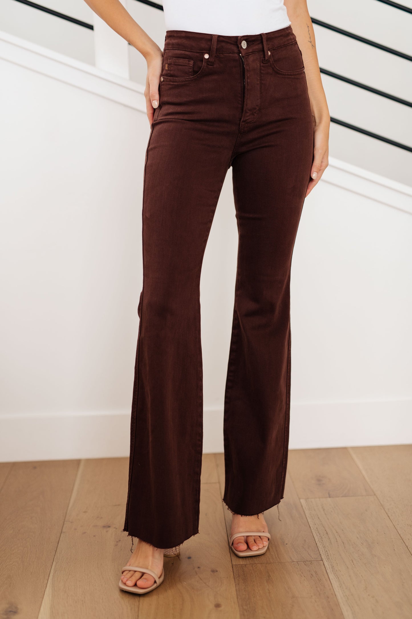 TUMMY CONTROL - Sienna High Rise Flare Jeans in Espresso - Judy Blue