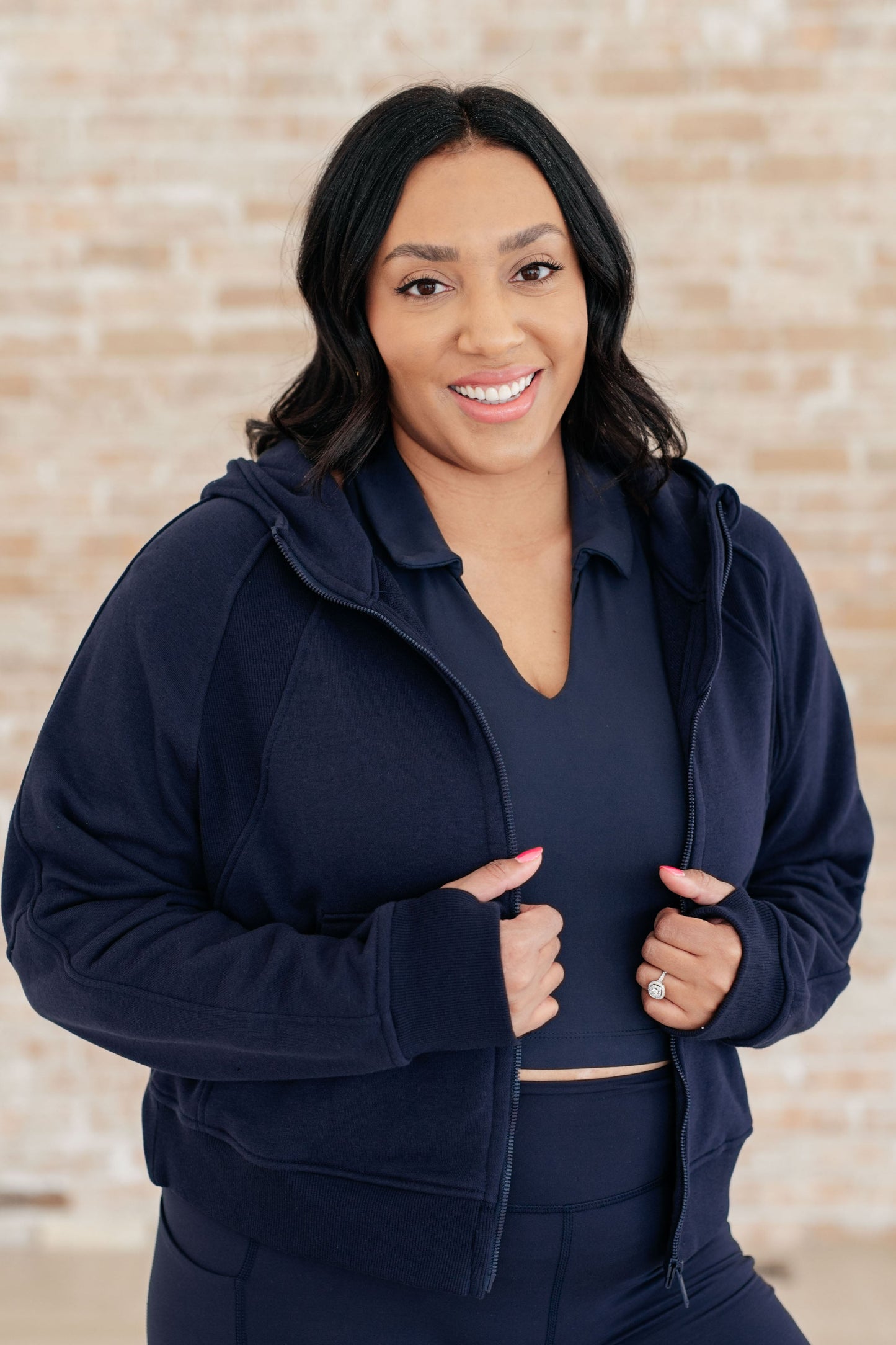 Sun or Shade Zip Up Jacket in Navy - Rae Mode