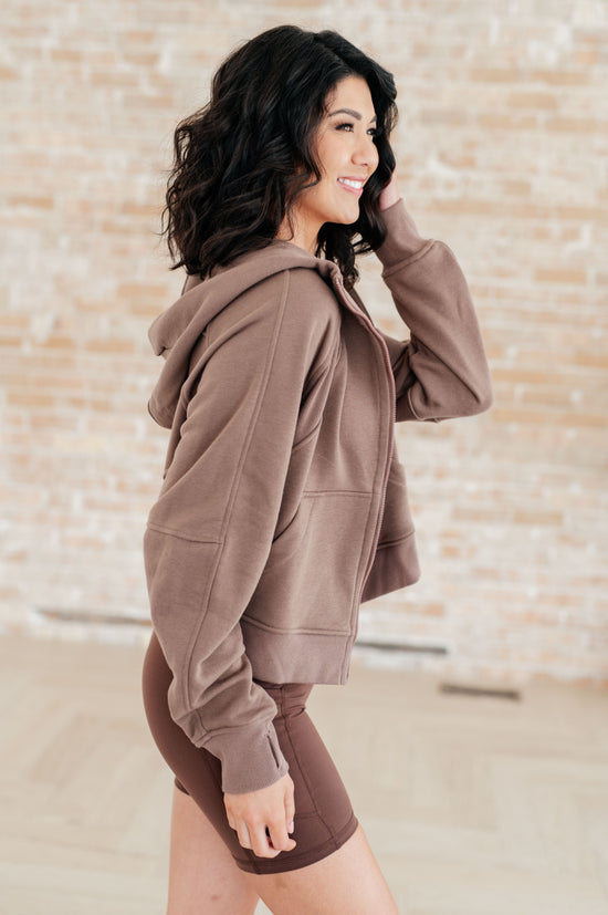 Sun or Shade Zip Up Jacket in Smokey Brown - Rae Mode