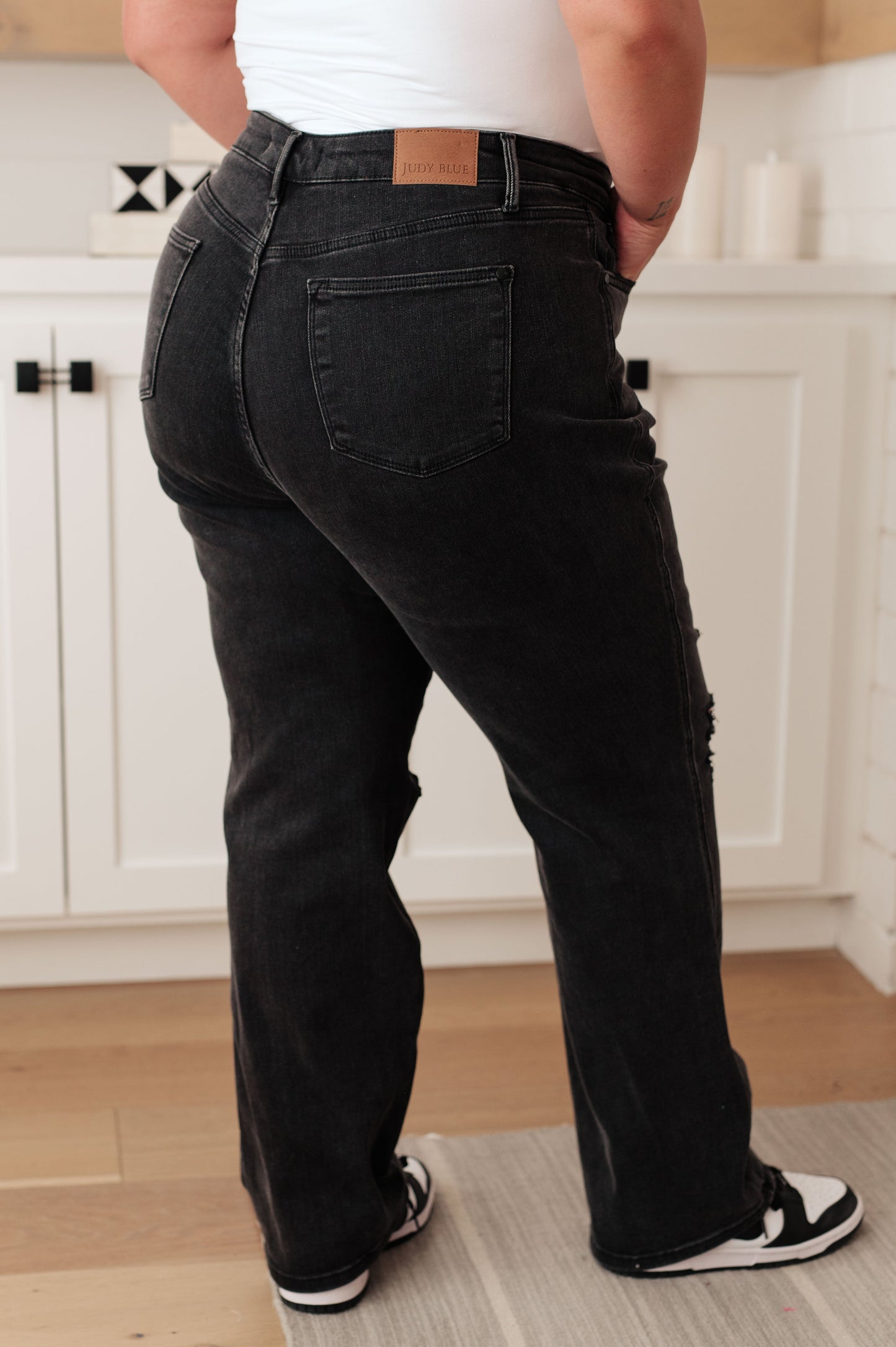 Rigid Magic: Susannah High Rise 90's Distressed Straight Jeans in Black - Judy Blue