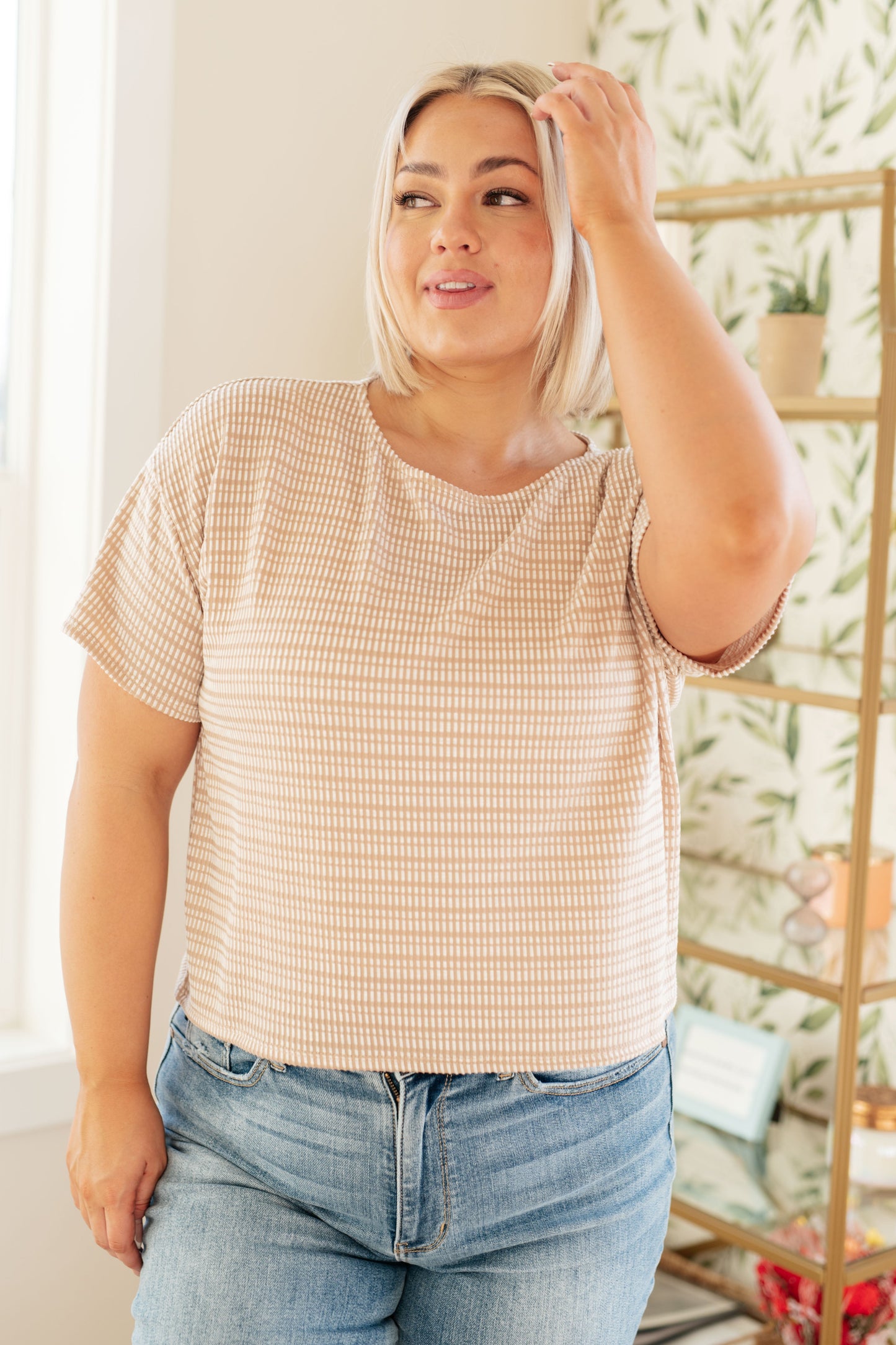 Textured Boxy Top in Taupe - PS Kate