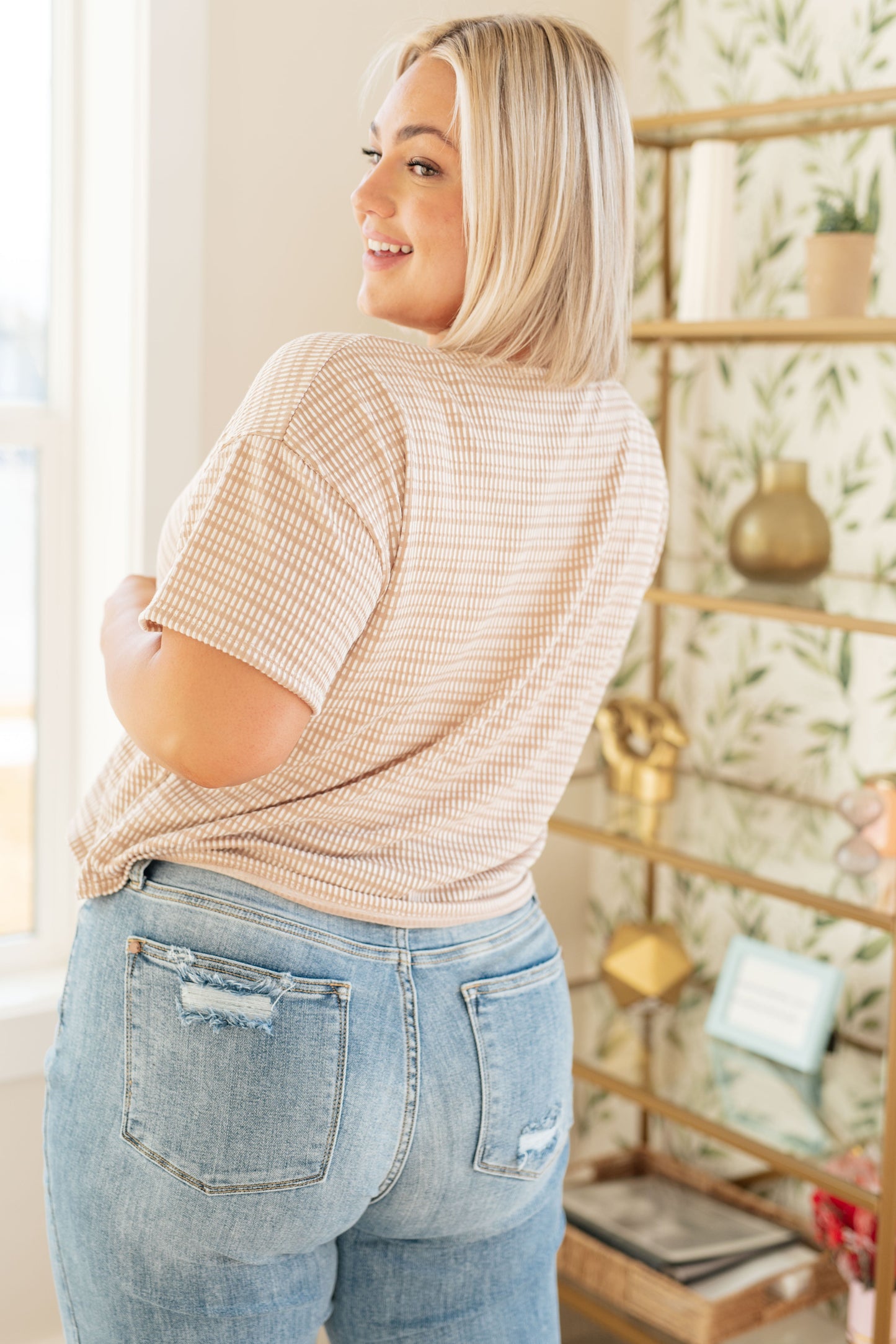 Textured Boxy Top in Taupe - PS Kate