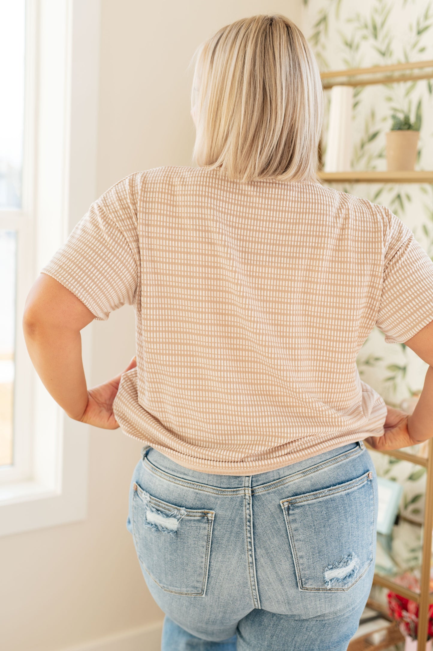 Textured Boxy Top in Taupe - PS Kate