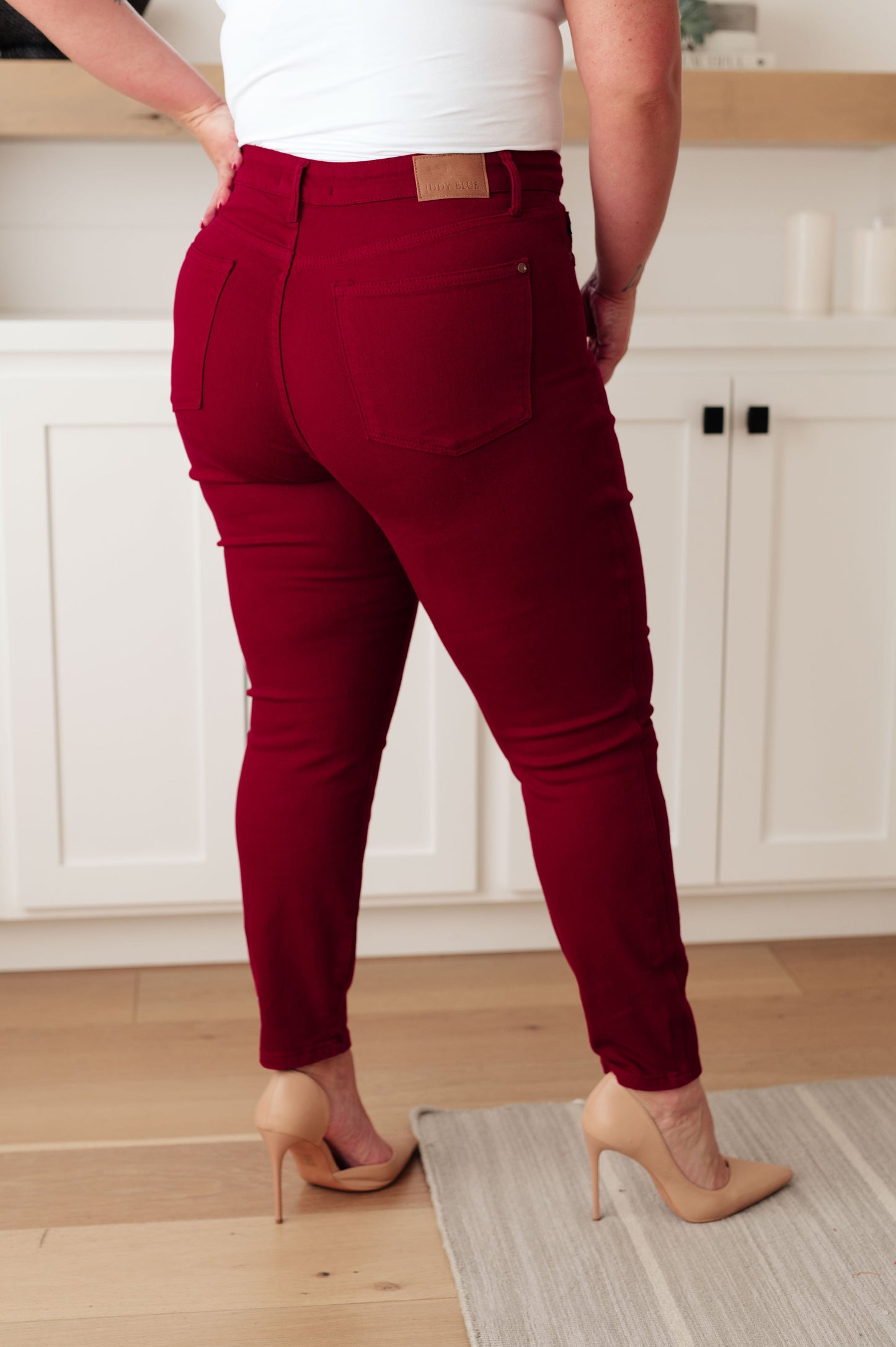 TUMMY CONTROL: Wanda High Rise Skinny Jeans Scarlet - Judy Blue