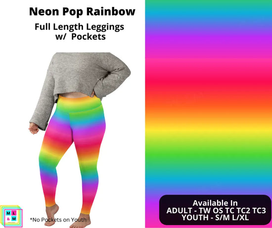 Neon Pop Rainbow - Leggings w/Pockets