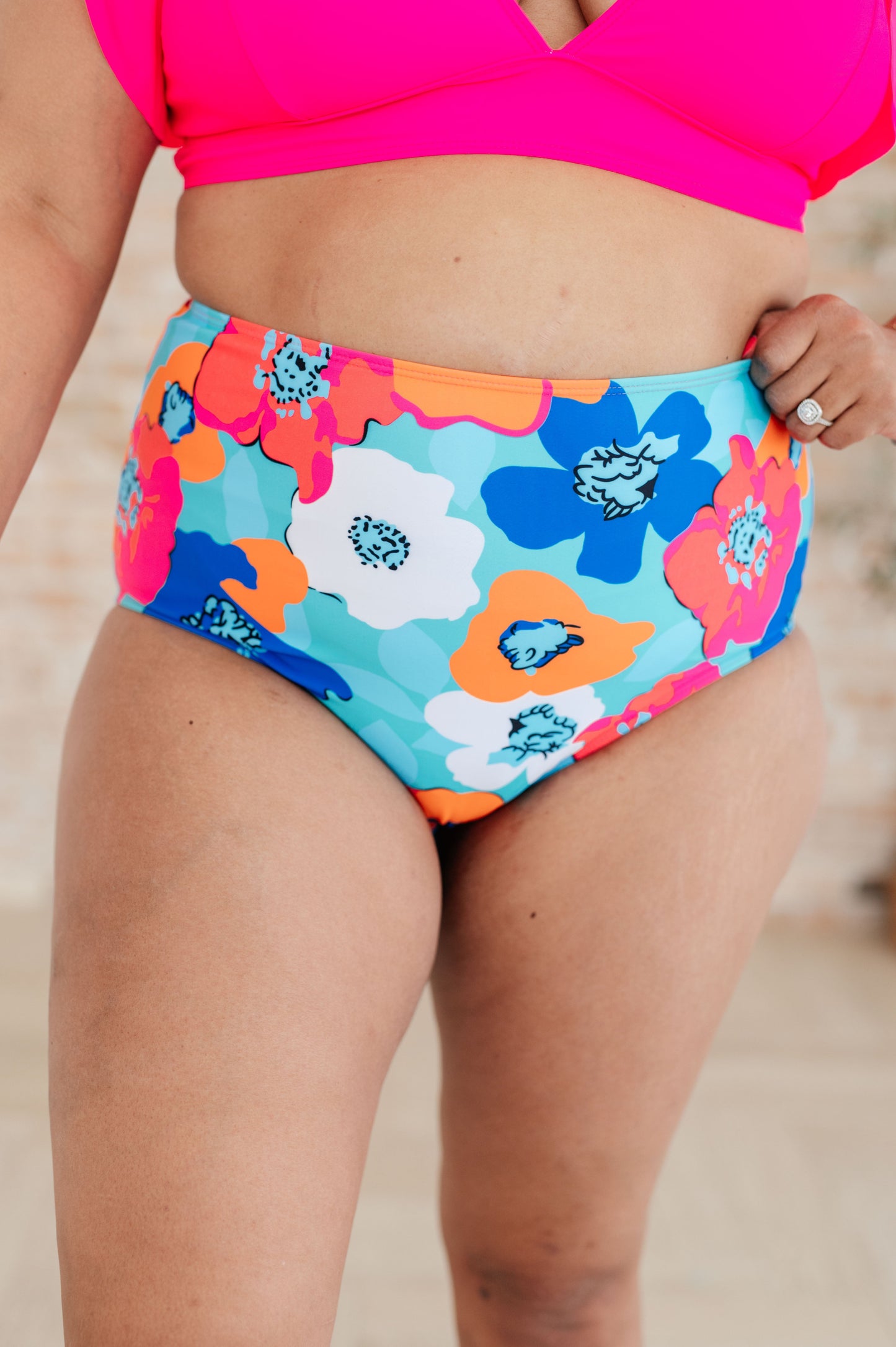 Panama Floral Print High Waisted Swim Bottoms - One Eleven North