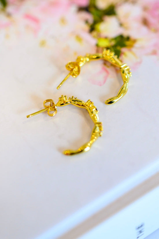 Santana Studded Hoop Earrings - 18K Gold