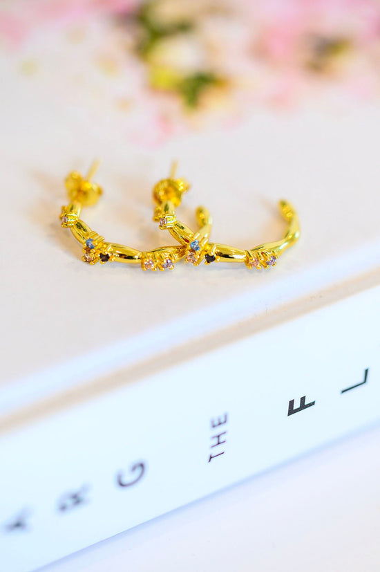 Santana Studded Hoop Earrings - 18K Gold