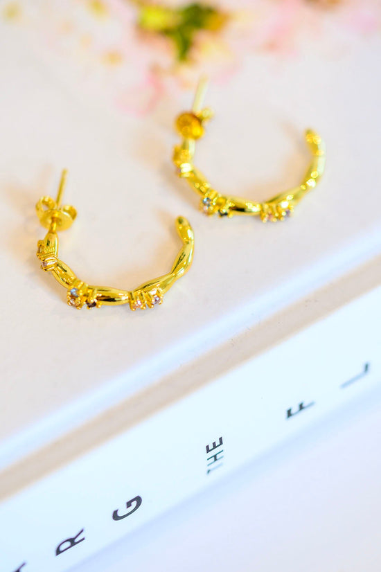 Santana Studded Hoop Earrings - 18K Gold