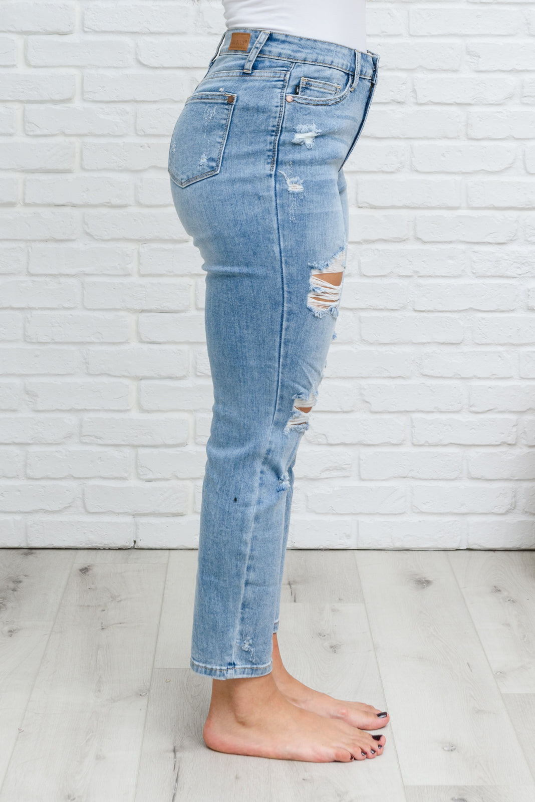 Florence High Waist Destroyed Boyfriend Jeans - Judy Blue