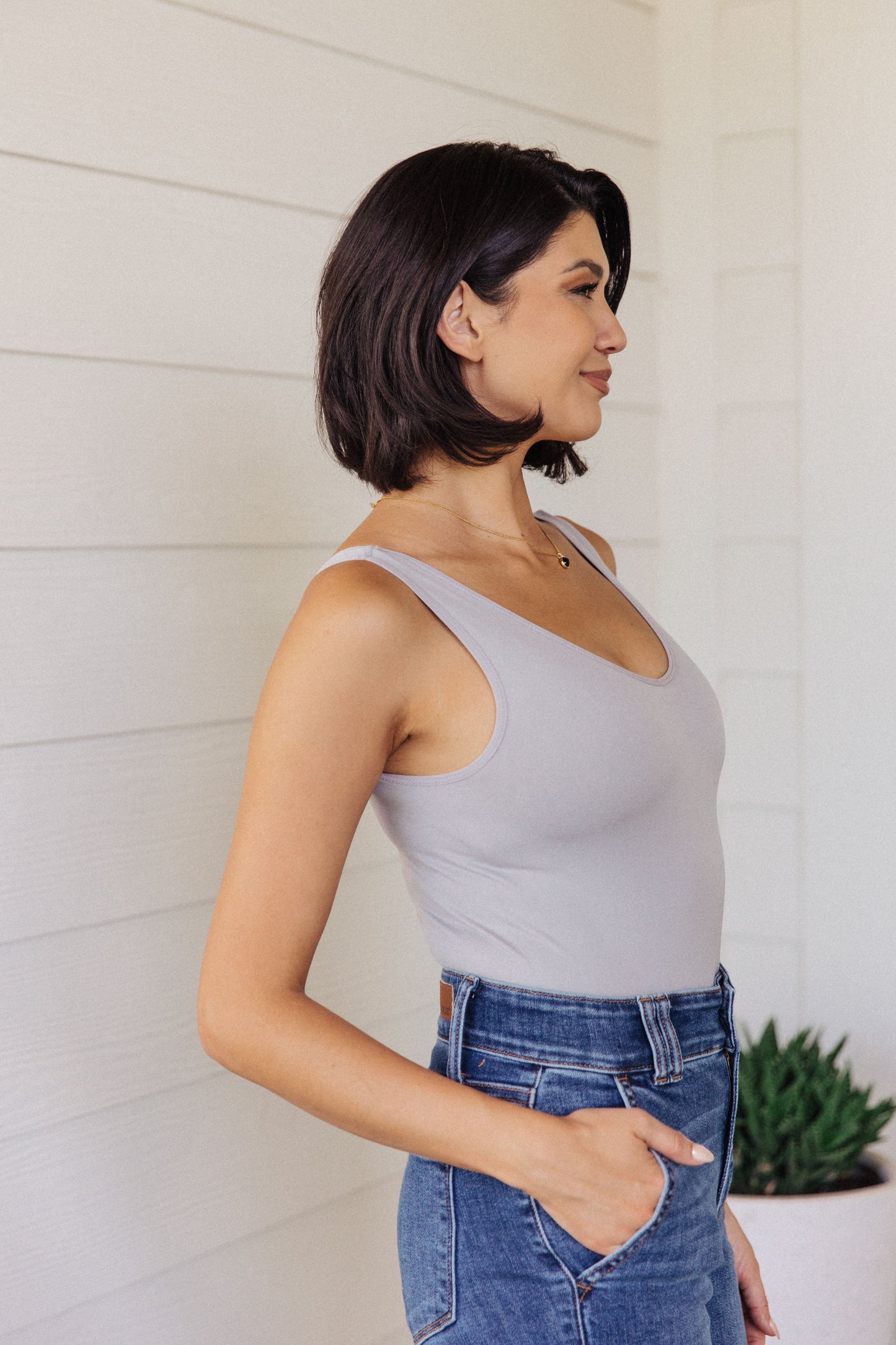 The Basics Bodysuit in Grey - Yelete