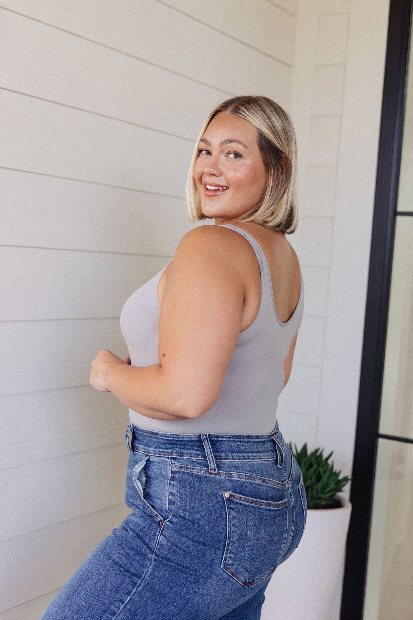 The Basics Bodysuit in Grey - Yelete