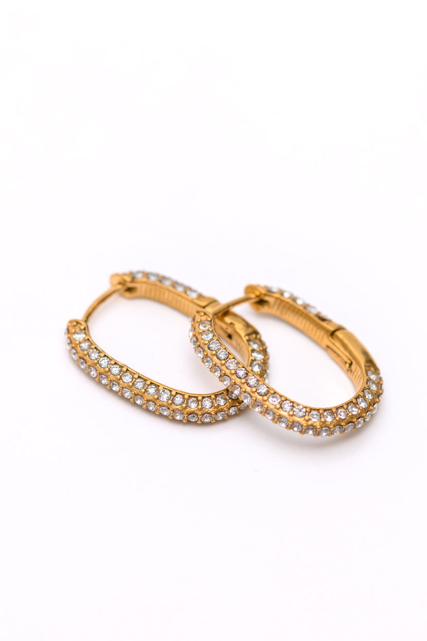 Blinged Out Huggie Earrings - 18K Gold