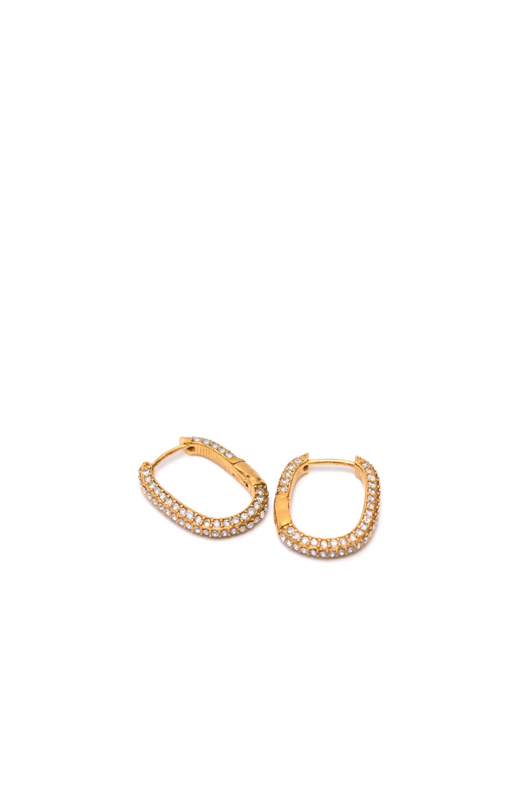 Blinged Out Huggie Earrings - 18K Gold