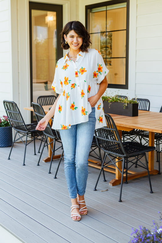 Blissed Out Button Up Babydoll Tunic - Jodfil